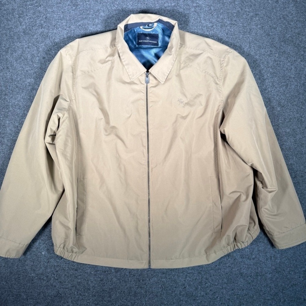 Hart Schaffner Marx Mens 3XB Tan Full Zip Lightweight Jacket Casual Outerwear
